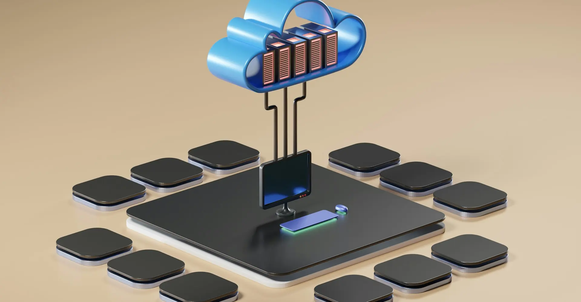 Abstract serverless cloud computing visual